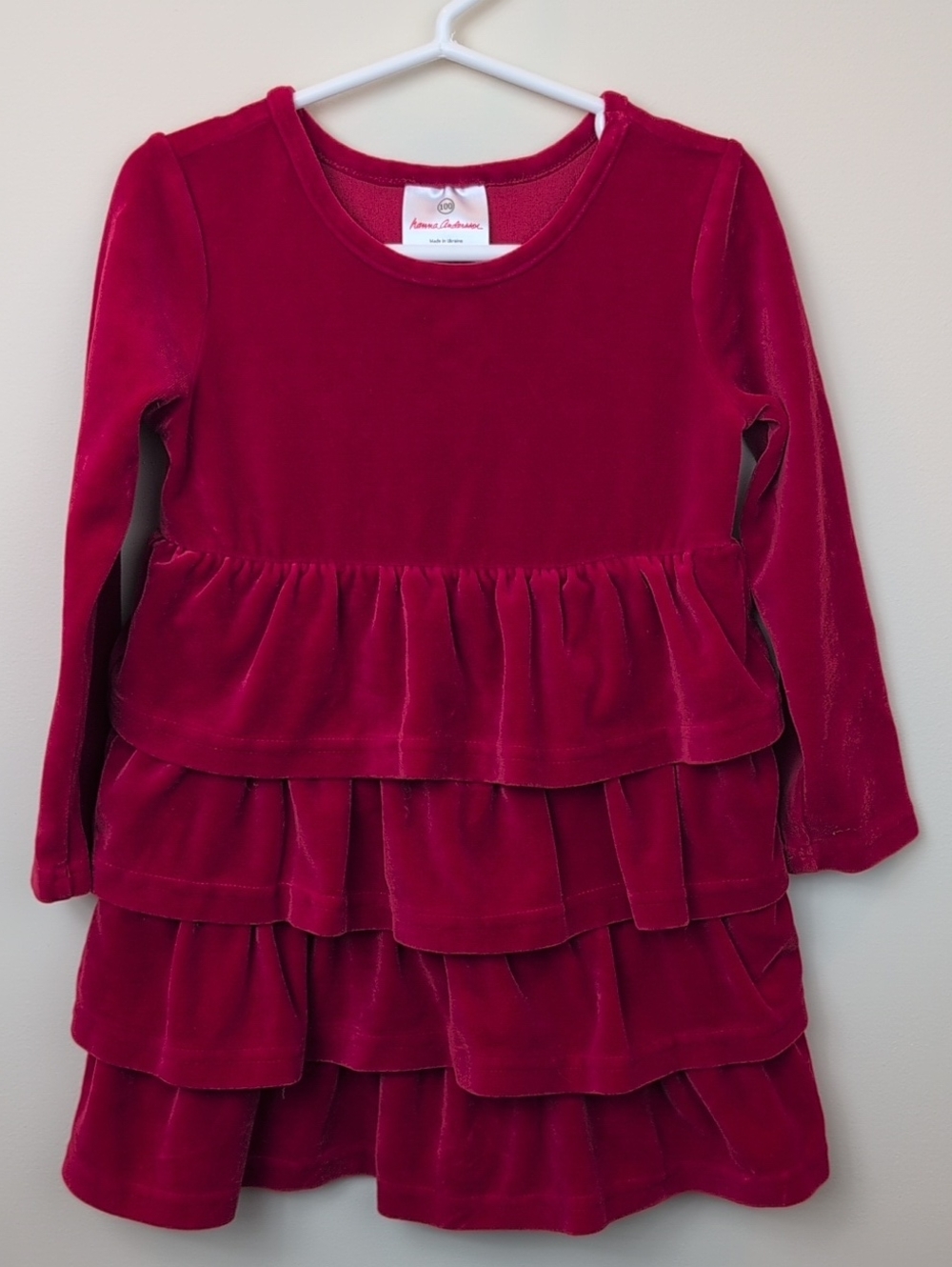Hanna Andersson Red Velvet/Velour Dress 100cm/4